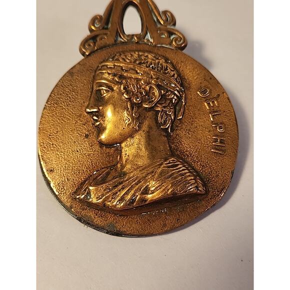 Vintage Copper Metal Paperweight/Paperclip Greece DELPhi 3.35 X 2.5 Inches - Picture 5 of 8